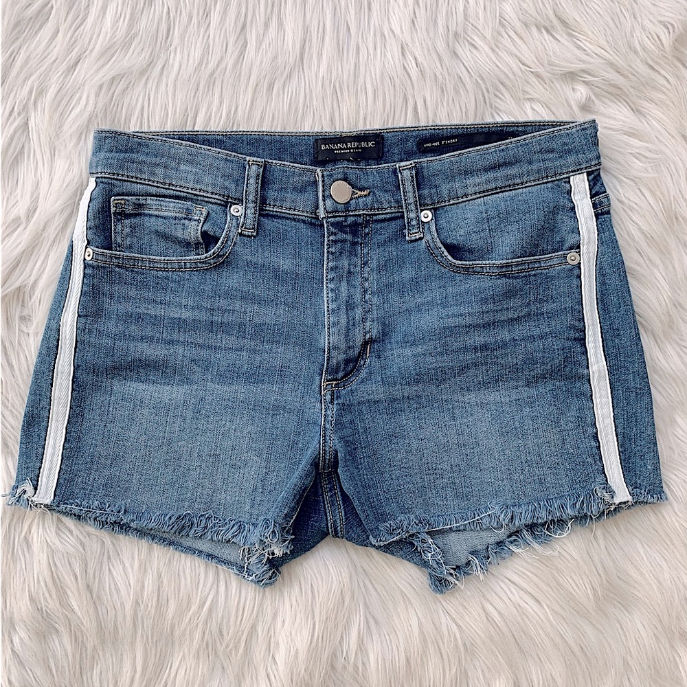 Banana Republic Striped Raw Hem Jean Shorts